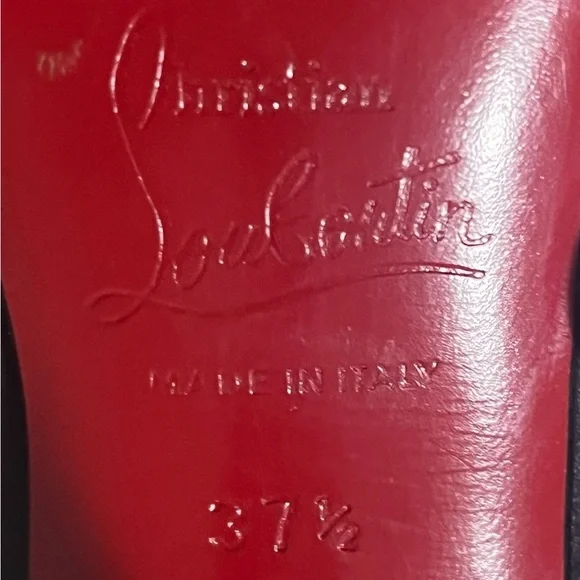 Christian Louboutin Black Satin 100 Nooka Heels Size 37 1/2 US Size 7.5 - Picture 7 of 11